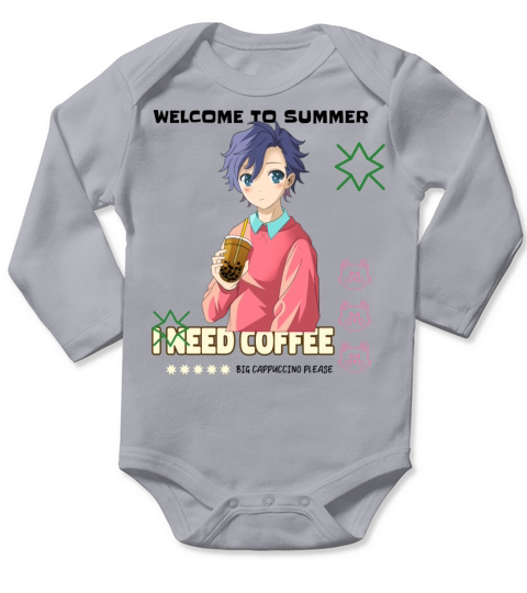 Funny and Gorgeous Welcome To Summer Plus Coffee Long Sleeve Baby One-Piece