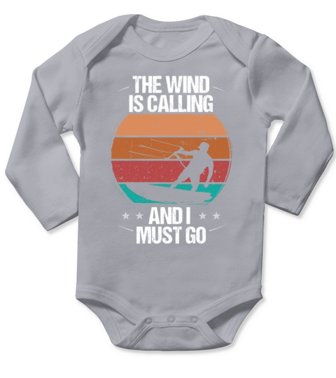 Kiteboarding Vintage The Wind is Calling I must go Long Sleeve Baby One-Piece