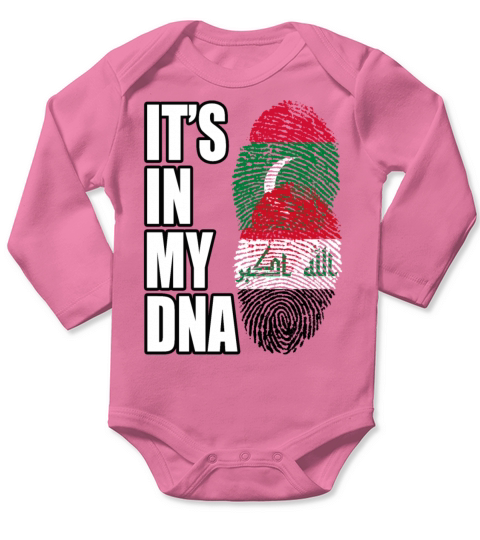 Maldivian And Iraqi Mix Heritage DNA Flag Long Sleeve Baby One-Piece