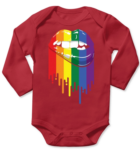 Retro Lipbite Illustration Lesbian Bisexual Cute Long Sleeve Baby One-Piece