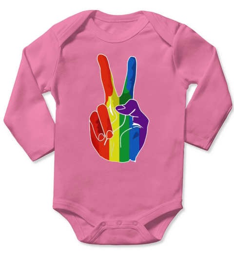 Sign Of Peace (Rainbow Hand)1 Long Sleeve Baby One-Piece