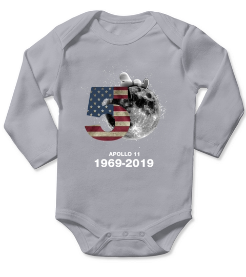 Snoopy 50th Anniversary Apollo 11 1969-2019 American flag shirt Long Sleeve Baby One-Piece