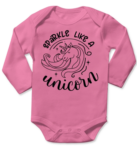 Sparkle Like A Unicorn Black Quotes Long Sleeve Baby One-Piece