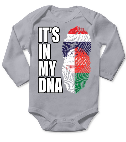 Thai And Malagasy Vintage Heritage DNA Flag Long Sleeve Baby One-Piece