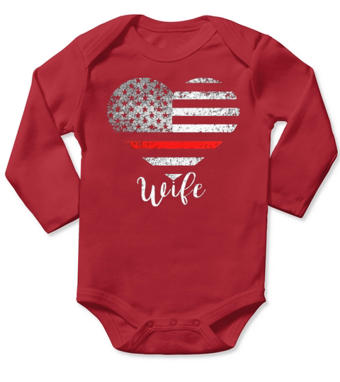 Thin Red Line Flag Shirt Firefighter Wife Tshirt Long Sleeve Baby One-Piece