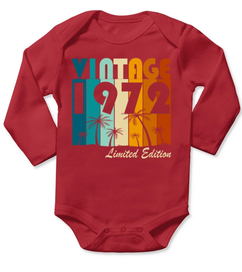 Vintage 1972 Vintage Retro Birthday Gift Long Sleeve Baby One-Piece