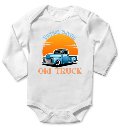 Vintage classic old truck Long Sleeve Baby One-Piece
