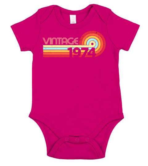 1974 Vintage Birthday Gift Retro 1974 Short Sleeve Baby One-Piece