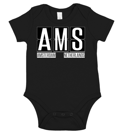 AMS - Amsterdam Netherlands Souvenir or Gift Shirt Apparel Short Sleeve Baby One-Piece
