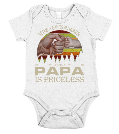 Being a dad is an honor being a papa is priceless vintage sunset shirt Short Sleeve Baby One-Piece