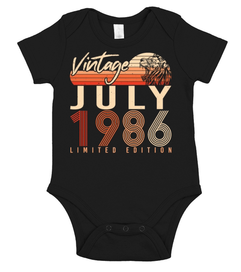 Birthday Greeting For July 1986 Short Sleeve Baby One-Piece