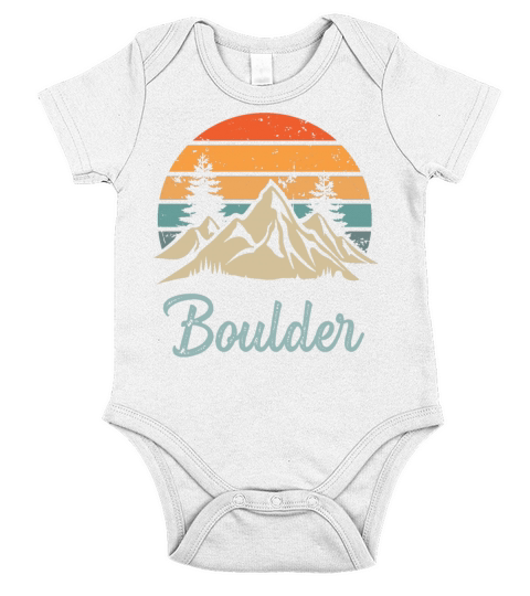 Boulder Colorado Retro Vintage Mountain Sunset Out Short Sleeve Baby One-Piece