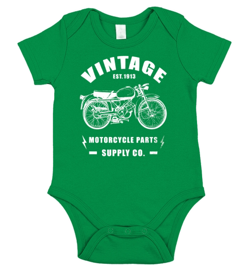 Classic Bike Motorcycle Mechanic Vintage Biker Parts T-shirt Short Sleeve Baby One-Piece
