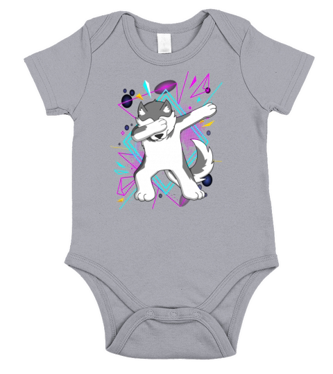 Dab Dabbing Husky Hund Dog Dancing Trend Geschenk Short Sleeve Baby One-Piece