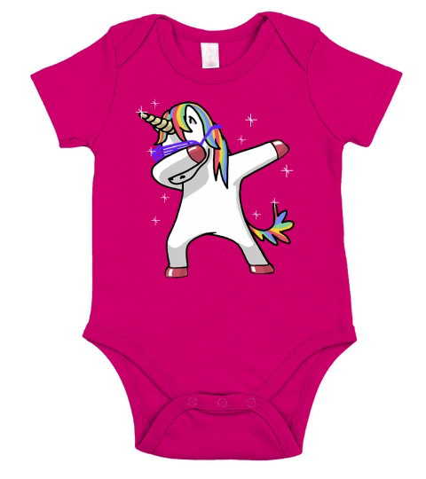 Dabbing Unicorn Shirt Dab Hip Hop Funny Magic Short Sleeve Baby One-Piece