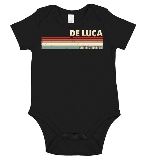 De Luca Funny Retro Vintage Name surname 80s 90s Short Sleeve Baby One-Piece