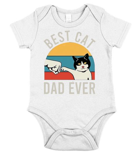 Fist bump best cat dad ever vintage shirt Short Sleeve Baby One-Piece