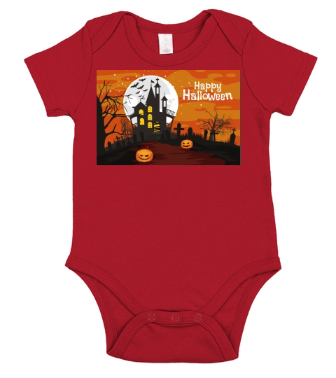Halloween haunted house vector Short Sleeve Baby One-Piece