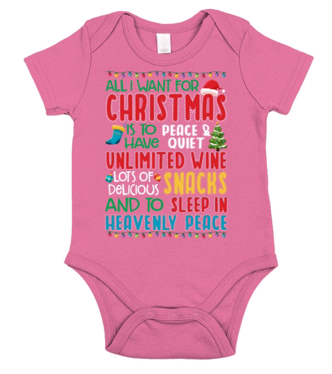 I Want For Christmas Is To Have Peace And Quiet Short Sleeve Baby One-Piece