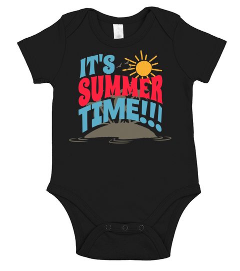 It s Summer Time Sun and Island in Colourful Texts Short Sleeve Baby One-Piece