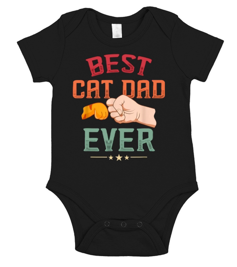 Mens Vintage Best Cat Dad Ever Paw Fist Bump Cat Short Sleeve Baby One-Piece