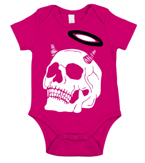 Skull head with horn Halloween t shirt design Gift Short Sleeve Baby One-Piece