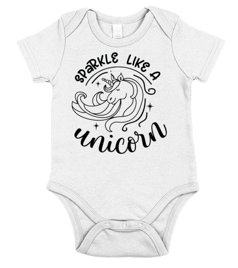 Sparkle Like A Unicorn Black Quotes Short Sleeve Baby One-Piece