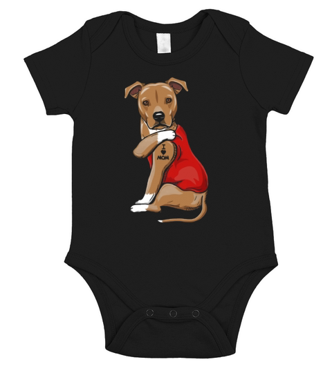 Staffordshire Terrier I Love Mom Tattoo shirt Short Sleeve Baby One-Piece