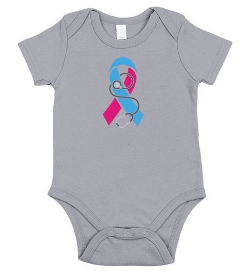 Stethoscope-Pregnancy Infant Loss Awareness Ribbon Short Sleeve Baby One-Piece