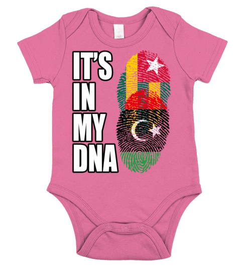 Togolese And Libyan Mix Heritage DNA Flag Short Sleeve Baby One-Piece