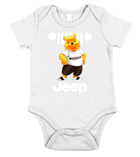 Winnie the Pooh with Jeep American Automobiles Brand Short Sleeve Baby One-Piece