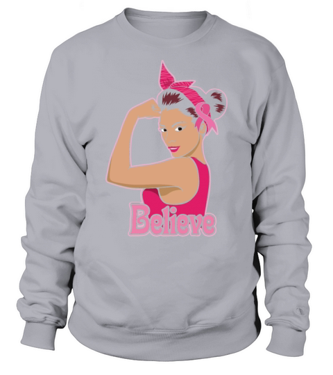 Believe Girl Pink October Breast Cancer Awareness Sweatshirt Unisex