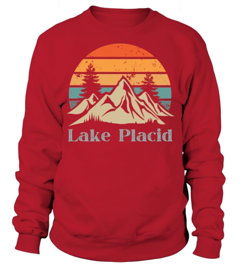 Lake Placid Retro Vintage Mountain Sunset Outdoors Sweatshirt Unisex