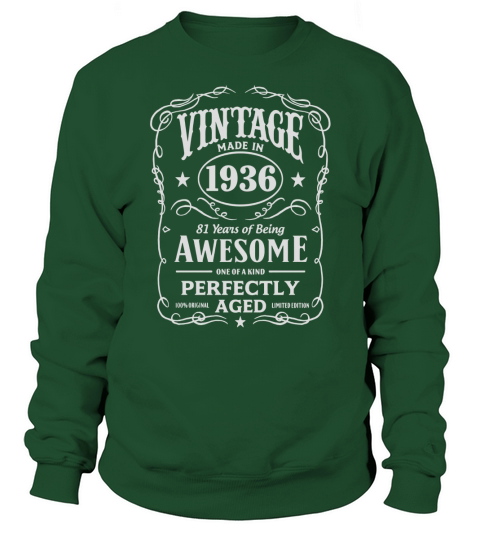 Vintage Made In 1936 Birthday Gift T-Shirt Sweatshirt Unisex