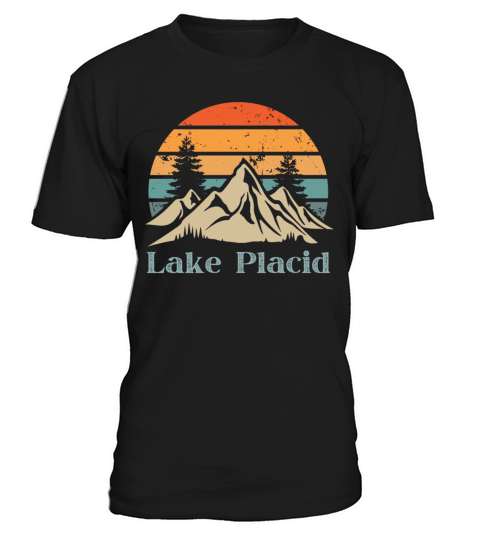 Lake Placid Retro Vintage Mountain Sunset Outdoors T-Shirt Unisex