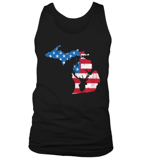 American Flag Michigan Deer Hunting Patriotic T-Shirt Tank Top Unisex