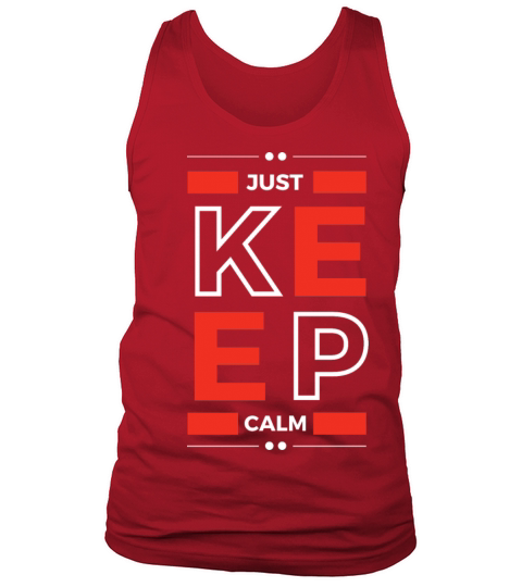 Black Red Just Keep Calm Quote Typography Tank Top Unisex