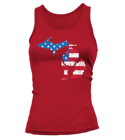 American Flag Michigan Deer Hunting Patriotic T-Shirt Tank top Woman