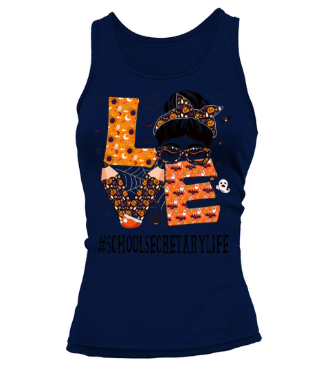 School Secretary Love Messy Bun Pumpkin Tank top Woman