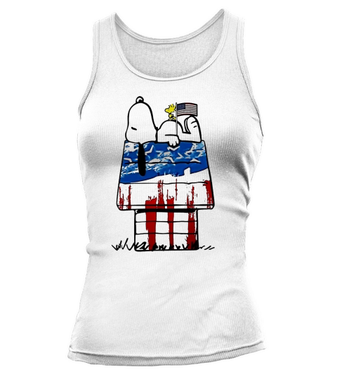 Snoopy woodstock house American flag 4th of july Independence day shirtn Tank top Woman
