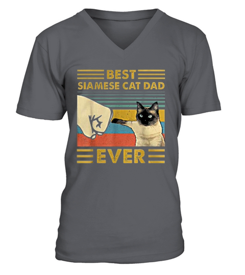 Best Siamese Cat Dad Ever Retro Vintage Sunset V-Neck T-shirt