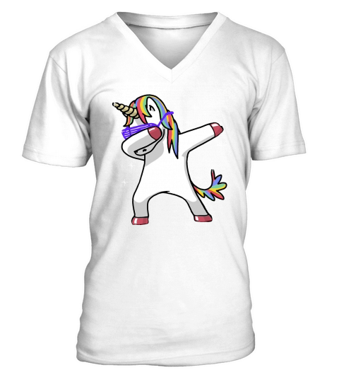 Dabbing Unicorn Shirt Dab Hip Hop Funny Magic V-Neck T-shirt