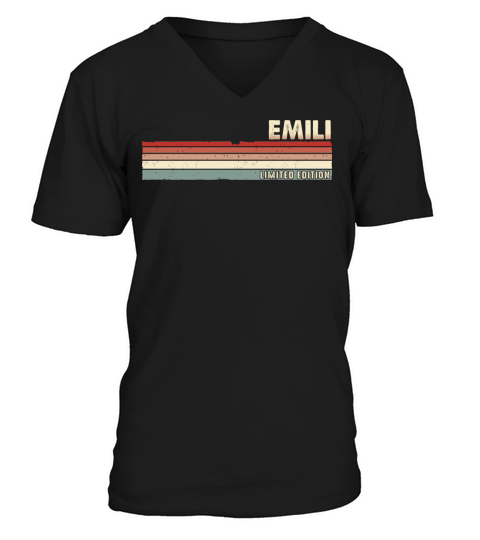 Emili Funny Retro Vintage Name Surname 80s 90s V-Neck T-shirt