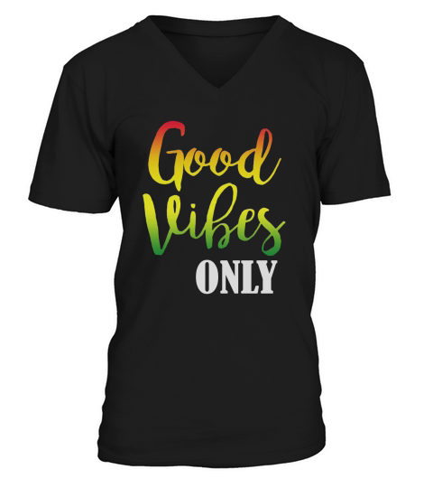 Good Vibes Only - Rasta Reggae Roots Clothing Tee Flag Shirt - Ladies Flowy Tank V-Neck T-shirt