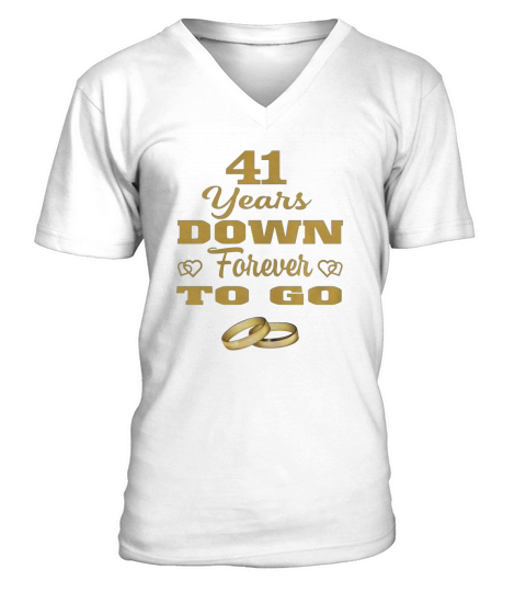 Great T-Shirt For Husband Wife. 41st Wedding Anniversary Gift. V-Neck T-shirt