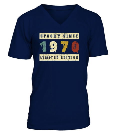 Halloween Spooky Since 1970 Retro Birth Year V-Neck T-shirt