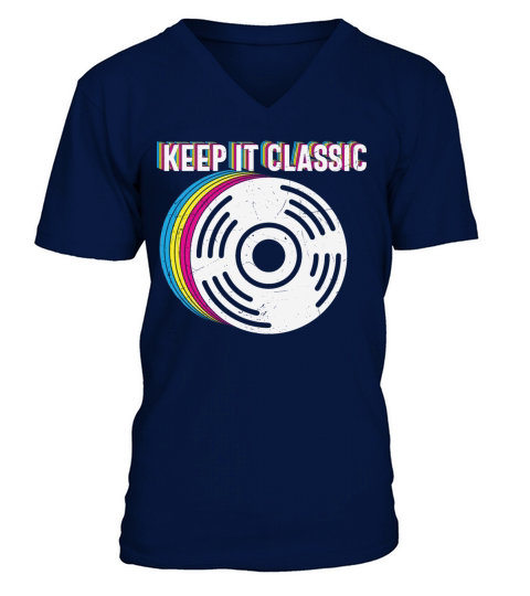 Keep It Classic Retro Vinyl Record V-Neck T-shirt