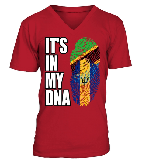 Tanzanian And Barbadian Vintage Heritage DNA Flag V-Neck T-shirt