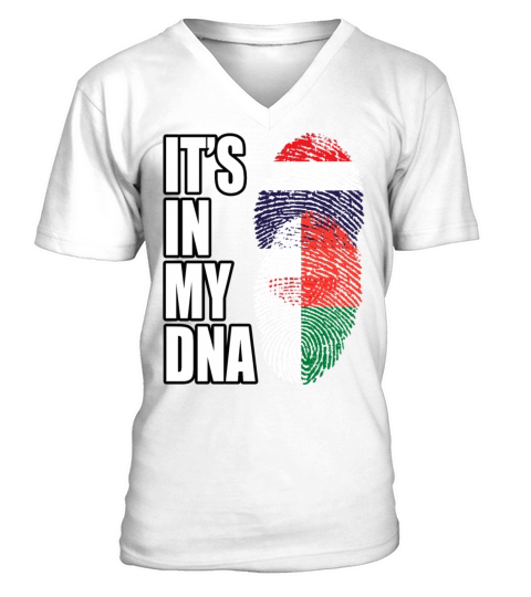 Thai And Malagasy Vintage Heritage DNA Flag V-Neck T-shirt