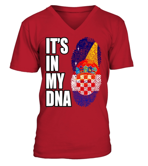 Tokelauan And Croatian Mix Heritage DNA Flag V-Neck T-shirt